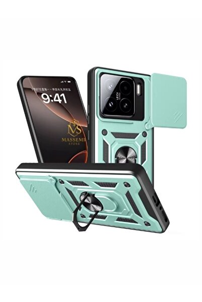 Massemr غطاء حماية سيليكون لهاتف شاومي مي 15 برو مع حلقة عدسة مدرعة وحامل ممت...