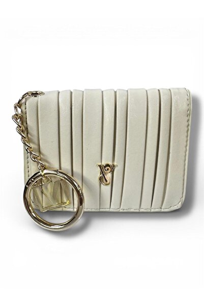 gül sezgin butik Women's Cream Color Wallet with Metal Accessories and Card H...