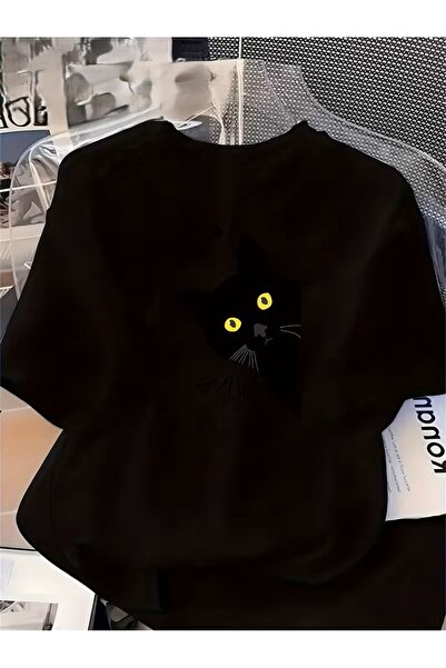 yombaa Cat with a Graphic Saying'Meow?' Women's Y2K-Inspired T-Shirt Printed