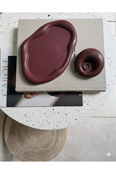 By Fii Home dekor set taş tozu set şık modern hediyelik ürün bordo