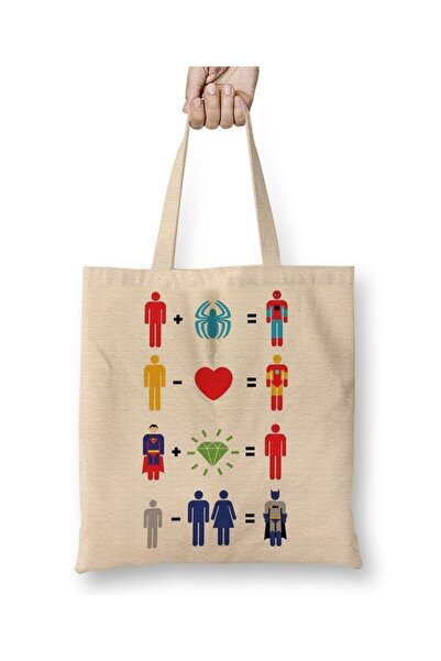 Toyaso Herois Superheroes White Tote Bag Long Handle Shopping Bag Beach Bag