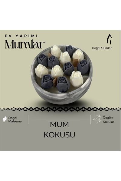GRİ LALE BÜYÜK TAŞ KASE MUM Hediyelik, Sevgiller Günü, Süs, Ev Dekorasyon, Çiçek Mum, Hediye, Dekor