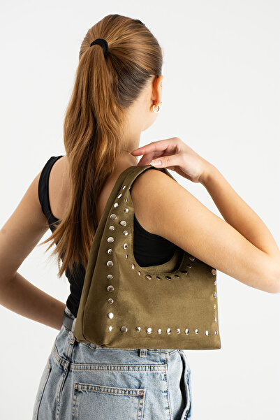 cocy-col Dei̇mos Model Zimbali Suede Khaki, Green Women's Hand and Shoulder Bag