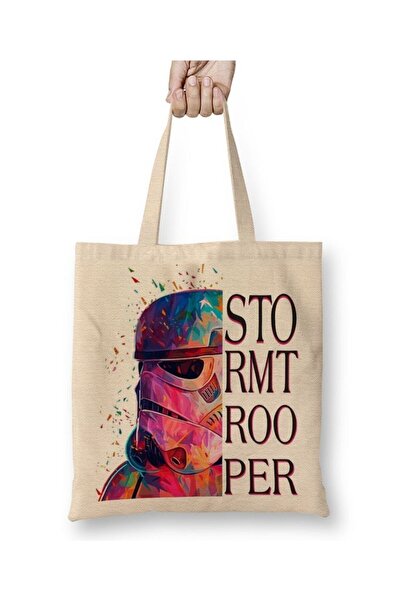 Toyaso Stormtrooper Star Wars White Tote Bag Long Handle Shopping Bag Beach Bag