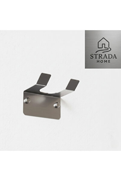 STRADA HOME Paslanmaz Çelik Fön Makinesi Askısı-Yapışkanlı ve Vidalı Çift Mon...