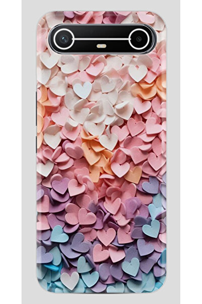 TECNO Spark Slim (KM9) Kılıf Boutique Baskılı Resimli Renkli Kalpler Pcode -040