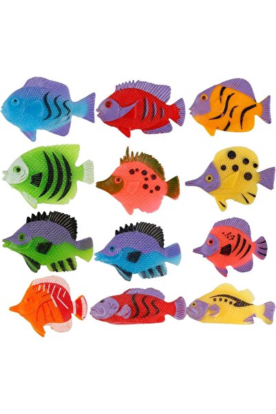 Generic مجموعة ألعاب أسماك استوائية صغيرة من كاست ويف، 12 قطعة