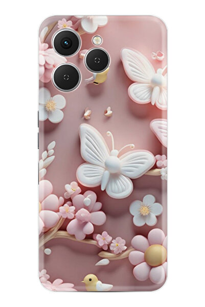 TECNO Spark 40 (Km5n) Kılıf Boutique Baskılı Resimli Pembe Kelebekler Pcode -088