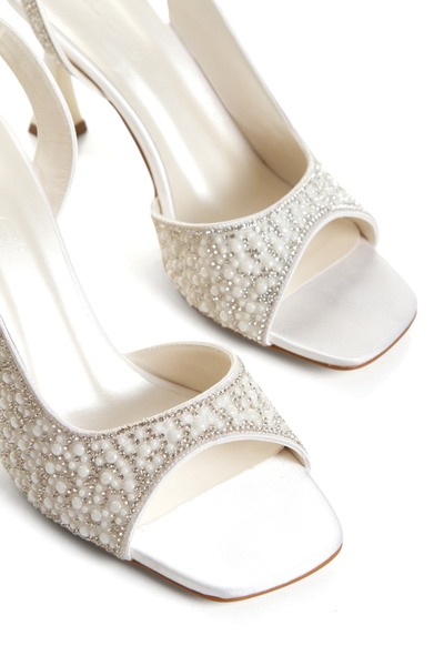 Blacktavern Evening Dress, Open-Toe Shoes and Bag Combination, with Pearl and...