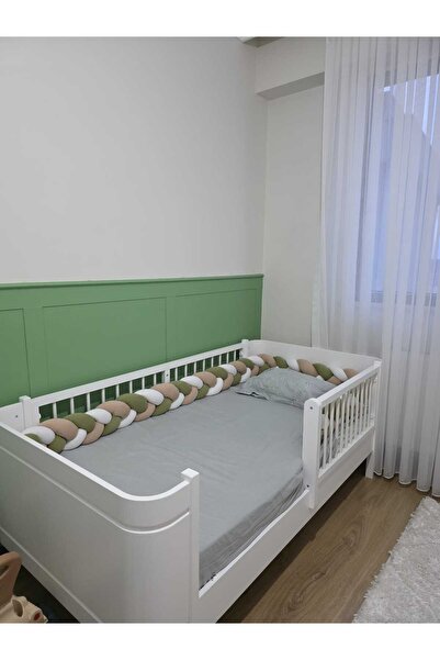 GULDESIGN واقي سرير الأطفال المحبوك 360 سم 3 طبقات محبوك 60×120 واقي سرير الأ...