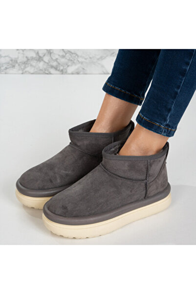 Sofia Store UG type boots with fur made of PREMIUM eco-suede leather, Light Grey