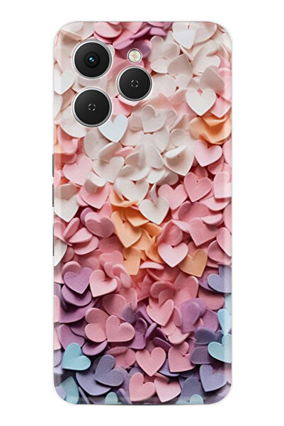 TECNO Spark 40 (Km5n) Kılıf Boutique Baskılı Resimli Renkli Kalpler Pcode -040