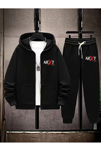 LAYORA Printed Zippered Sweatshirt Sweatpants 2-Piece Set Top and Bottom Set