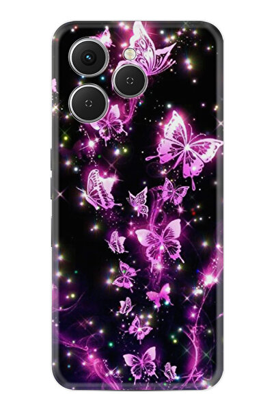 TECNO Spark 40 (Km5n) Kılıf Boutique Baskılı Resimli Pembe Neon Kelebekler Pc...