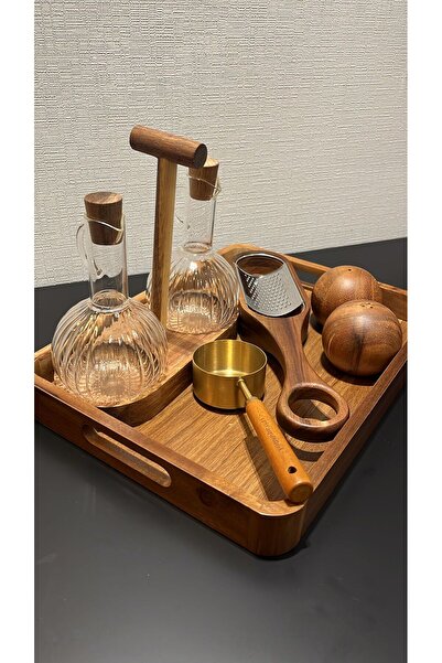 GOBLETTE HOME Noi Set Akasya Tezgah Üstü Sunum Seti – 7 Parça Mutfak Düzenleyici