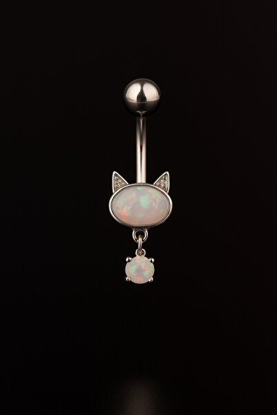 depozoom 316l Cerrahi Çelik Opal Kedi Zirkon Göbek Piercing
