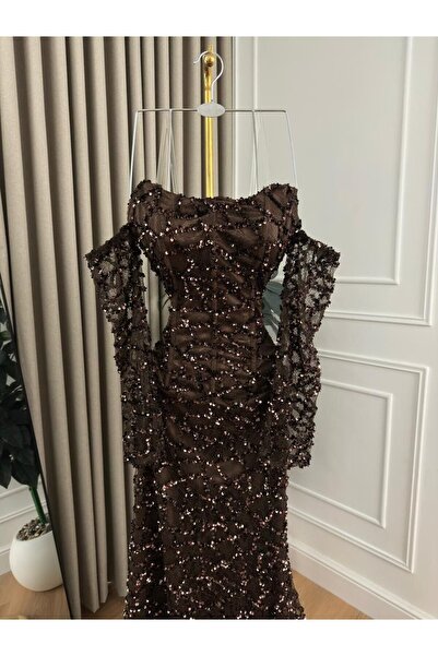 Maliha Fashion "Brown Glitter" evening dress