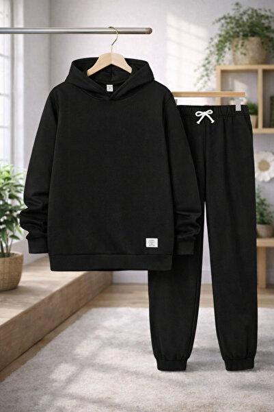 Kids Black Hooded Children's Girls and Boys Cute and Cool Casual 2-Piece Bott...
