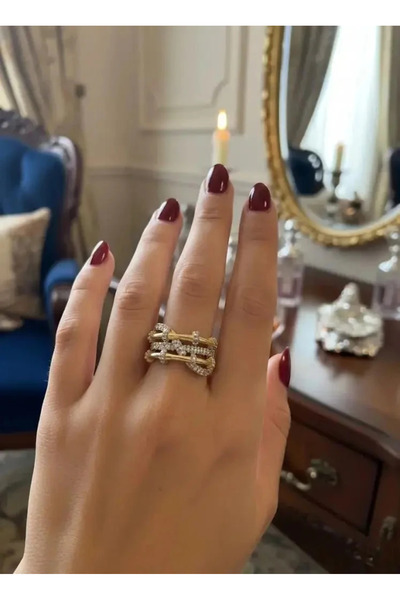 Dorvina Vip Pirinç Üzerine 14K Altın Kaplama Zirkon Sıra Taşlı Ayarlanabilir ...
