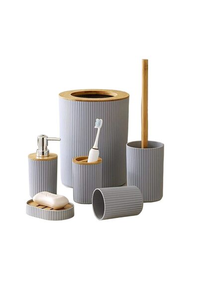 ZJ&Brothers طقم إكسسوارات حمام مكون من 6 قطع، فرشاة المرحاض، موزع الصابون، حا...