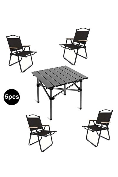 AGD Camping Set with Table and 4 Chairs, Foldable, Ideal for Picnics and Outd...