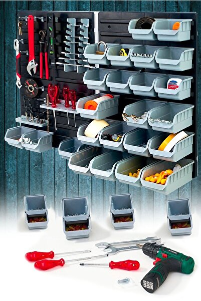 Saatistan 43 Parça Hırdavat ve Organizer Seti, Duvar Paneli, Çok Amaçlı Tasarım