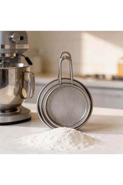 SweetHomes`s 3’lü Paslanmaz Çelik Tel Süzgeç Seti – Mutfak Süzgeci