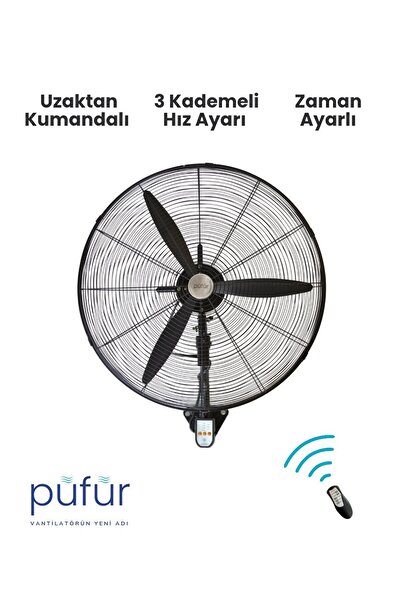 Püfür Sanayi Tipi Duvar Tipi Vantilatör Uzaktan Kumandalı 65CM