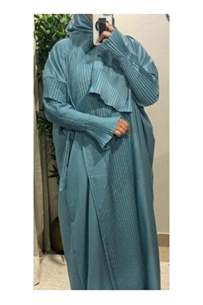 Generic Dusty Blue Women’s Prayer Dress – Soft Fabric, Easy Wear, Free Size