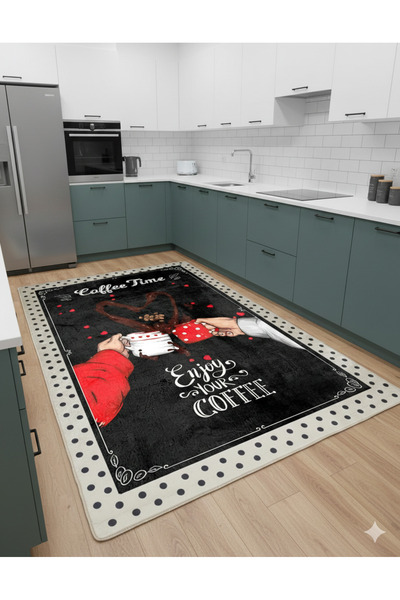 MyDecoRoom Makinede Yıkanabilir Kaymaz Taban Antialerjik Dekoratif Mutfak Halısı