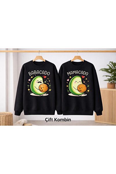 Oceanwear Babacado Mamacado مطبوع سويت شيرت مكون من قطعتين بياقة دائرية مبطن ...