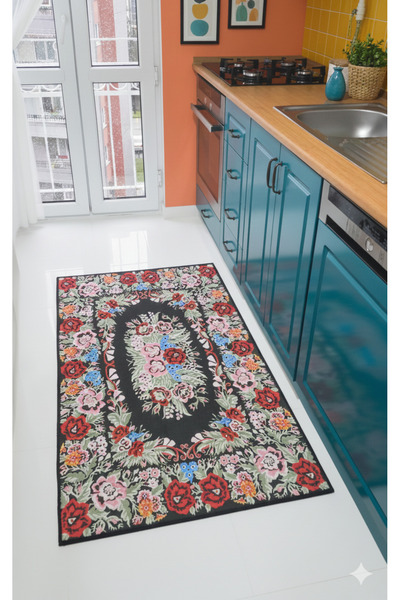 MyDecoRoom Makinede Yıkanabilir Kaymaz Taban Antialerjik Dekoratif Mutfak Halısı