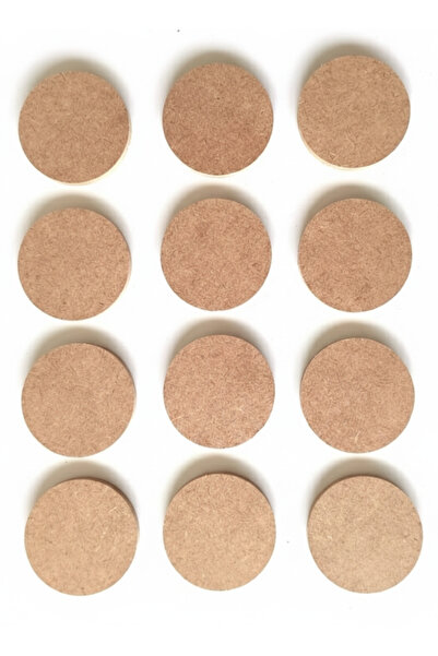 PAŞAOĞLU PLEKSİ 12'li Mini Çok Amaçlı Boyanabilir Yuvarlak Levha 5,5 Cm Ham Mdf