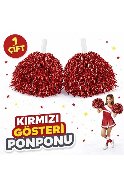 Skygo 1 Pair (2 Pieces) Red Color April 23 May 19 October 29 School Show Pom ...