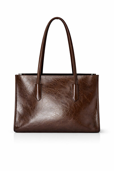 Generic Tote Deri Omuz Çantası Kahverengi