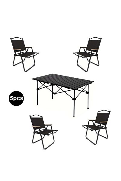 AGD Camping Set with Table and 4 Chairs, Foldable, Ideal for Picnics and Outd...