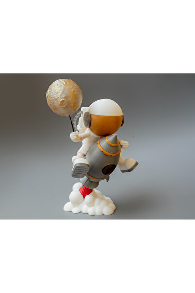 HaBu Lab Astronot Figürlü 3D Baskı Dekor | Ay Balonlu Uzay Temalı Masaüstü Bi...