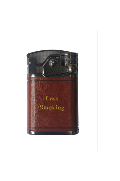 OEM Bricheta metalica LessSmoking, antivant, reincarcabila, piele ecologica, visiniu