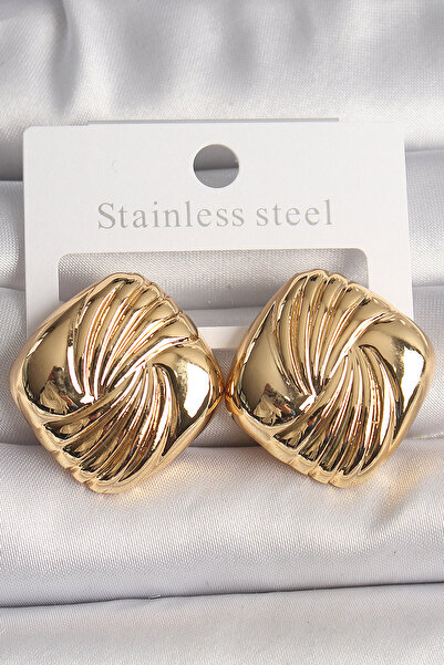 Skygo Brass Gold Color Embroidered Square Model Women's Earrings - Tj-Bkp10157