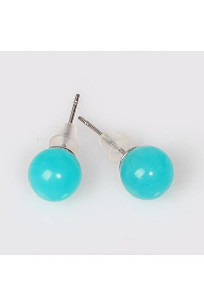 Taş Sandığı 8mm Sphere Cut Amazonite Stone Steel Earrings
