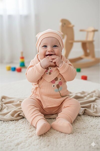 diamondstar Baby Girl Floral Patterned 5-Piece Bodysuit Hospital Discharge Set