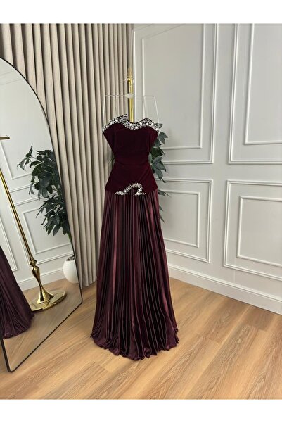 ZAYNAFASHIONSA فستان سهرة مخمل بكسرات ملكية