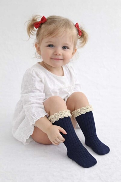 BEBEĞİME ÇORAP Чорапи до коляното с дантела за бебешки момичета / Чорапи за м...