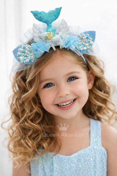 QUEEN AKSESUAR Coroană de unicorn cu sclipici pentru fetiță prințesă, cu coad...