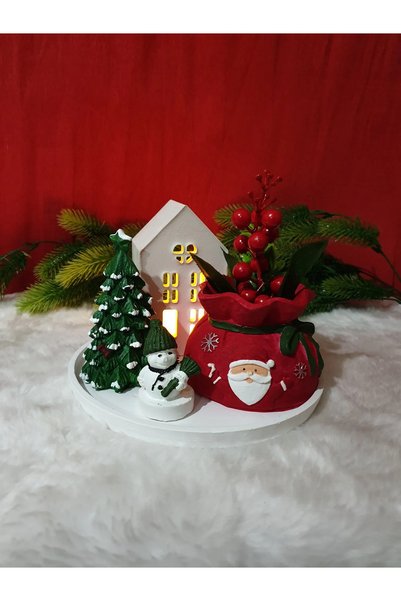 Dekorasyon Bahçesi Yeni Yıl Temalı Işıklı Dekor Seti – Noel Baba, Çam Ağacı v...