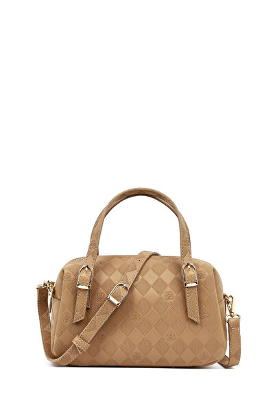 Derimod Women's Beige Long Strap Printed Crossbody Bag 25Abd237426