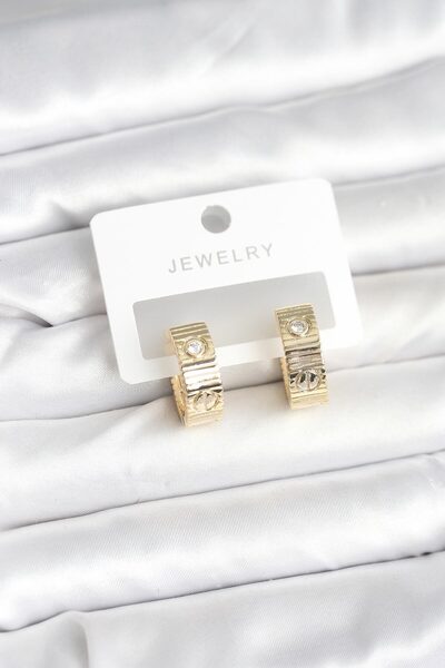 Skygo Brass Gold Color Zircon Stone Hoop Women's Earrings - Tj-Bkp11380