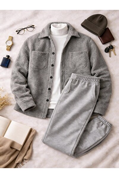 Jack Noah Plush Shirt - Tracksuit Bottom and Top Set - Casual Comfortable