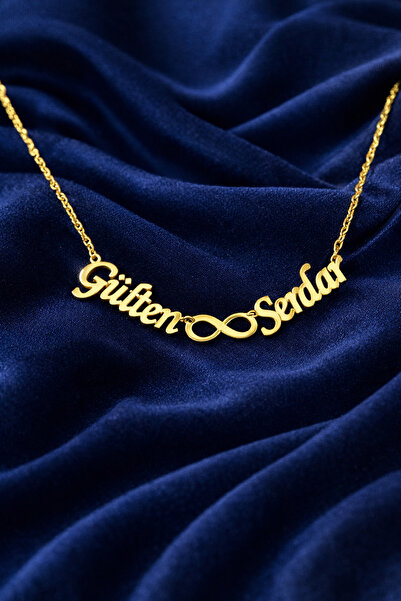 KAR DİAMOND 925 Ayar Gümüş Altın Kaplama Kişiye Özel Sonsuzluk İsimli Kolye –...