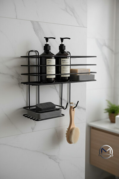 MayCap Yapışkanlı Çok Fonksiyonlu Banyo Mutfak Rafı Sabunluk ve Askılı Düzenl...